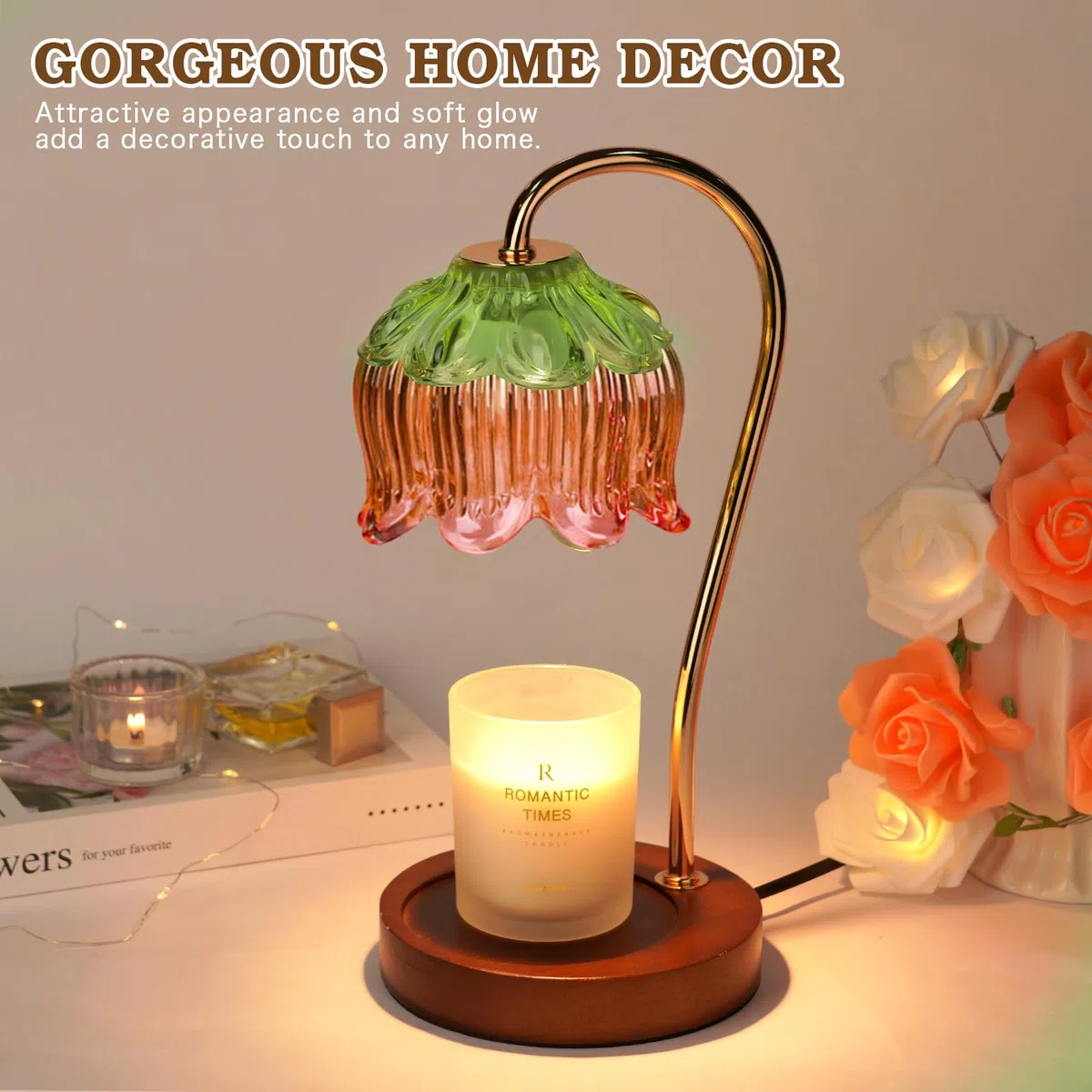 Funistree Lampada riscaldante dimmerabile per Natale, regalo segreto di Babbo Natale per donne, mamma, amici, calendario dell'Avvento, regali di Natale per lei, verde e rosa vintage lampada per