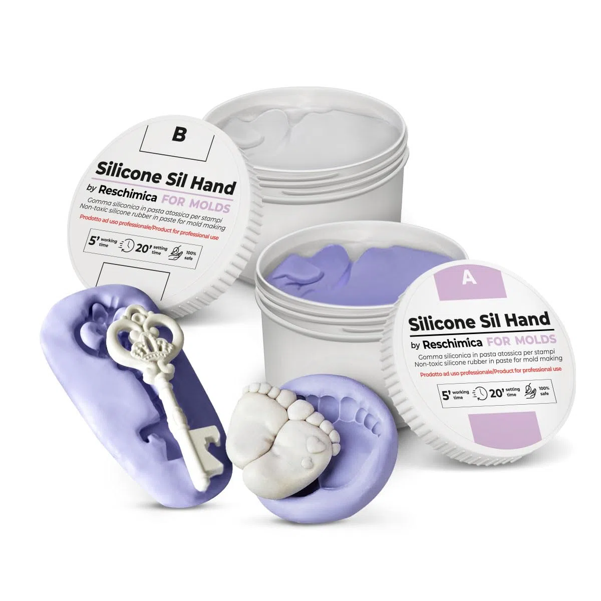 RESCHIMICA Silicone per Stampi in Pasta SIL HAND (1 kg) Gomma Siliconica per Stampi Rubaforme Modellabile 1:1 Atossica Rapida Silicone in Pasta Ideale per Calchi Tecnici Resina Modellismo DIY