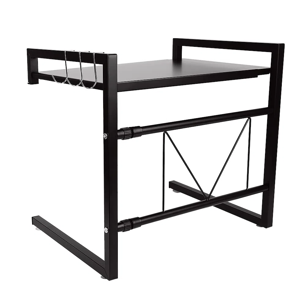 LANTUS Mensola Microonde Allungabile Forno a Supporto,Scaffale per Forno a Microonde Cucina della Griglia del Forno Salvaspazio (42 cm (40-65 cm) - nero)