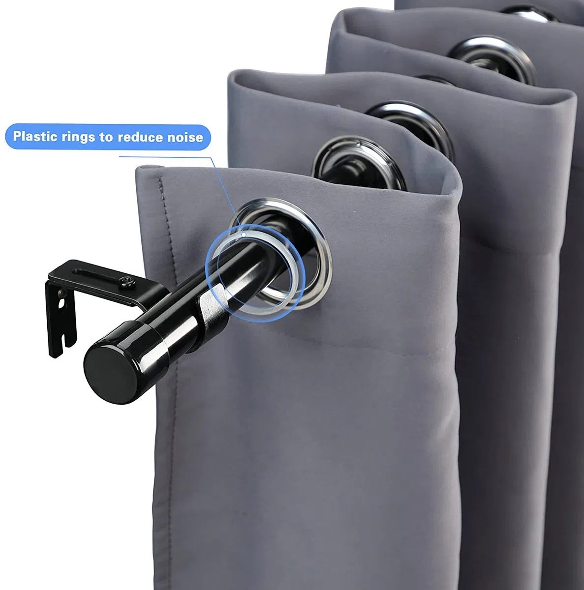 Bastone per Tenda, 76-365 cm Aste per Tende per Finestra con Manopole a Cappuccio con Staffe, Bastone per Tende Regolabile Set di Ferramenta in Acciaio Inossidabile Finestra della Camera/Nero