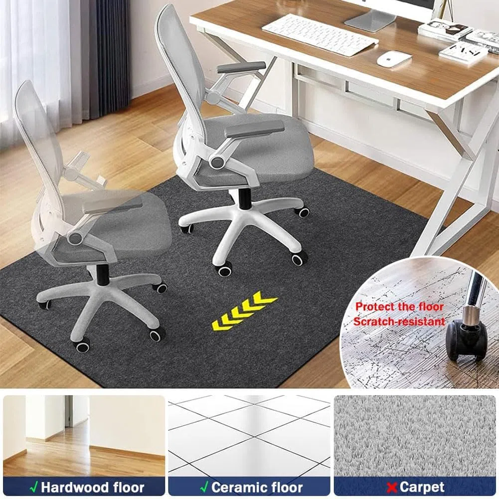 Grande tappetino per sedia da ufficio, moquette e protezione per pavimenti in legno duro, spessore 6 mm, antiscivolo, per sedie rotolanti, tappeto per pavimenti in legno (beige, 100 x 150 cm)
