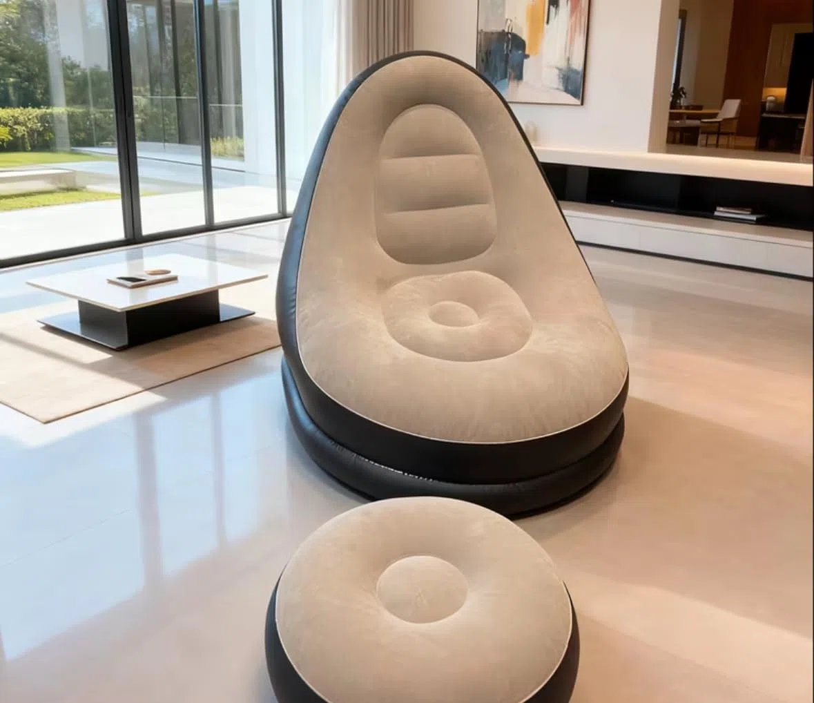 Generico Divano Letto Gonfiabile 2 in 1, Poltrona Reclinabile con Pompa Manuale, PVC Resistente, Pieghevole, Portatile per Ospiti,divano gonfiabile per adulti, per uso interno ed esterno