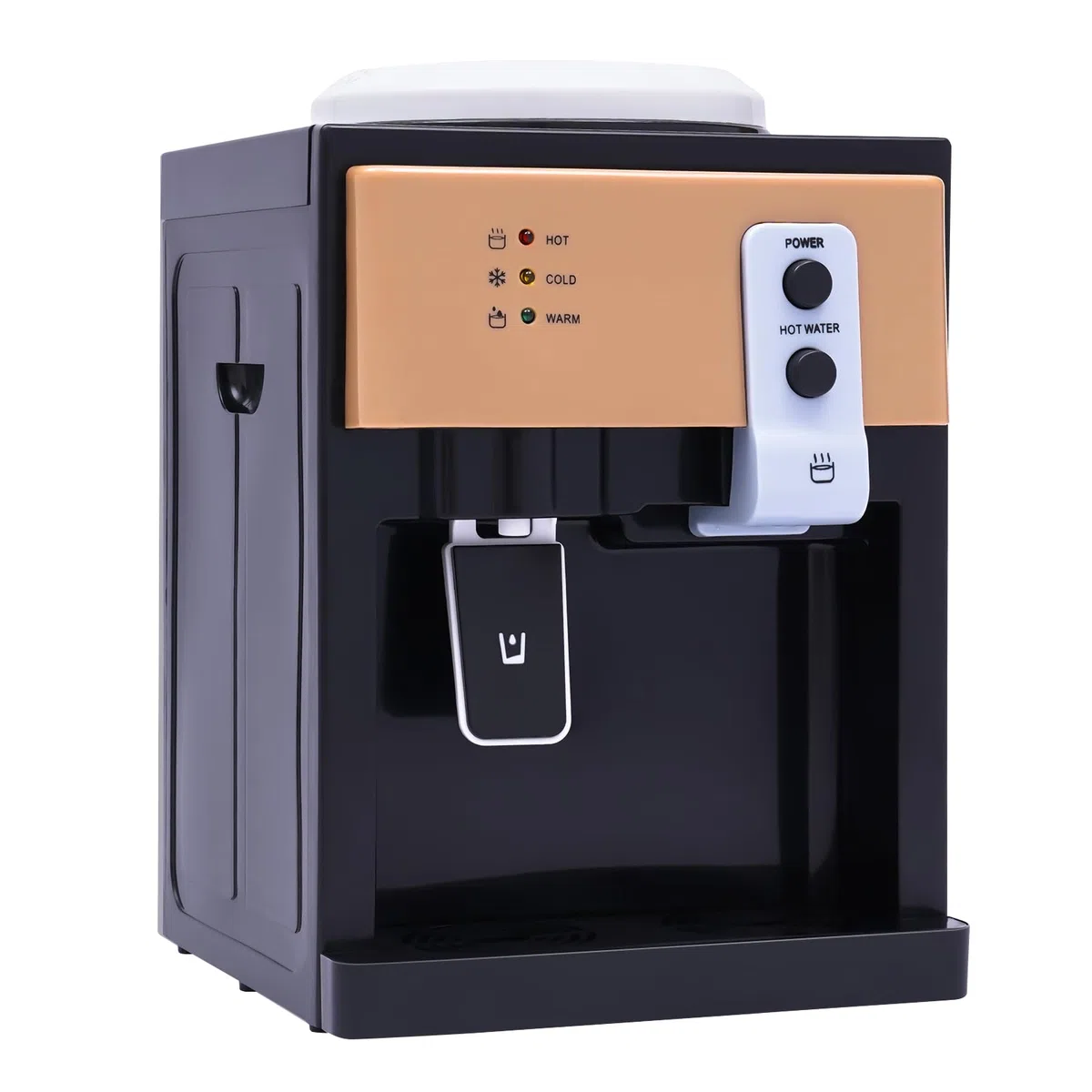 Distributore di acqua calda e fredda da tavolo, 550 W/75 W, scaldabagno da scrivania con contenitore interno in acciaio inox, raffreddamento a 8 °C, riscaldamento a 95 °C, per secchio da 3,5 – 18,9 l