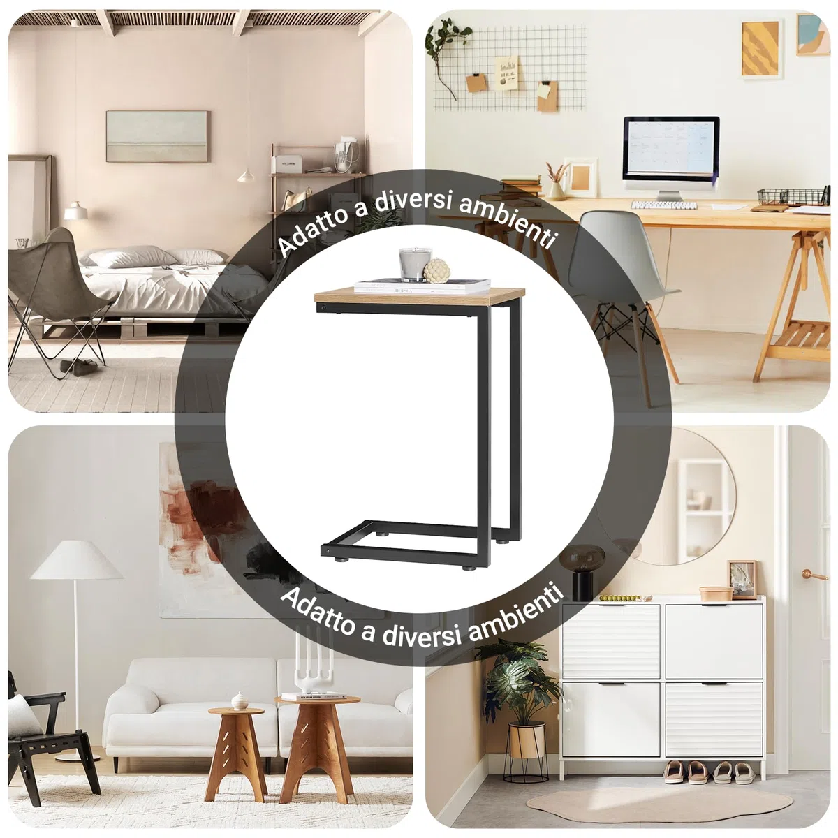 SoBuy Tavolino da Salotto, Tavolino da Divano 40x30x60 cm Nero & Naturale FBT44-N