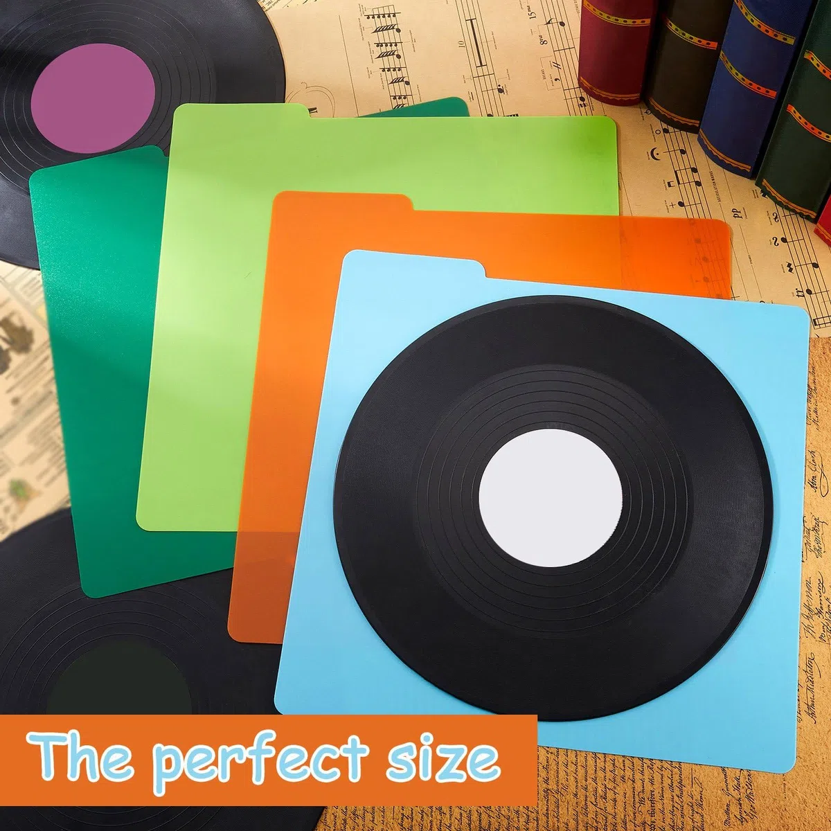 30 divisori per dischi in vinile, in plastica, multicolore, con linguette per 33 giri/min, 33 x 33 cm