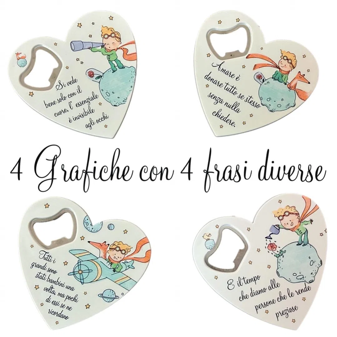 Set Bomboniere Apribottiglie Il Piccolo Principe, 4 Pezzi