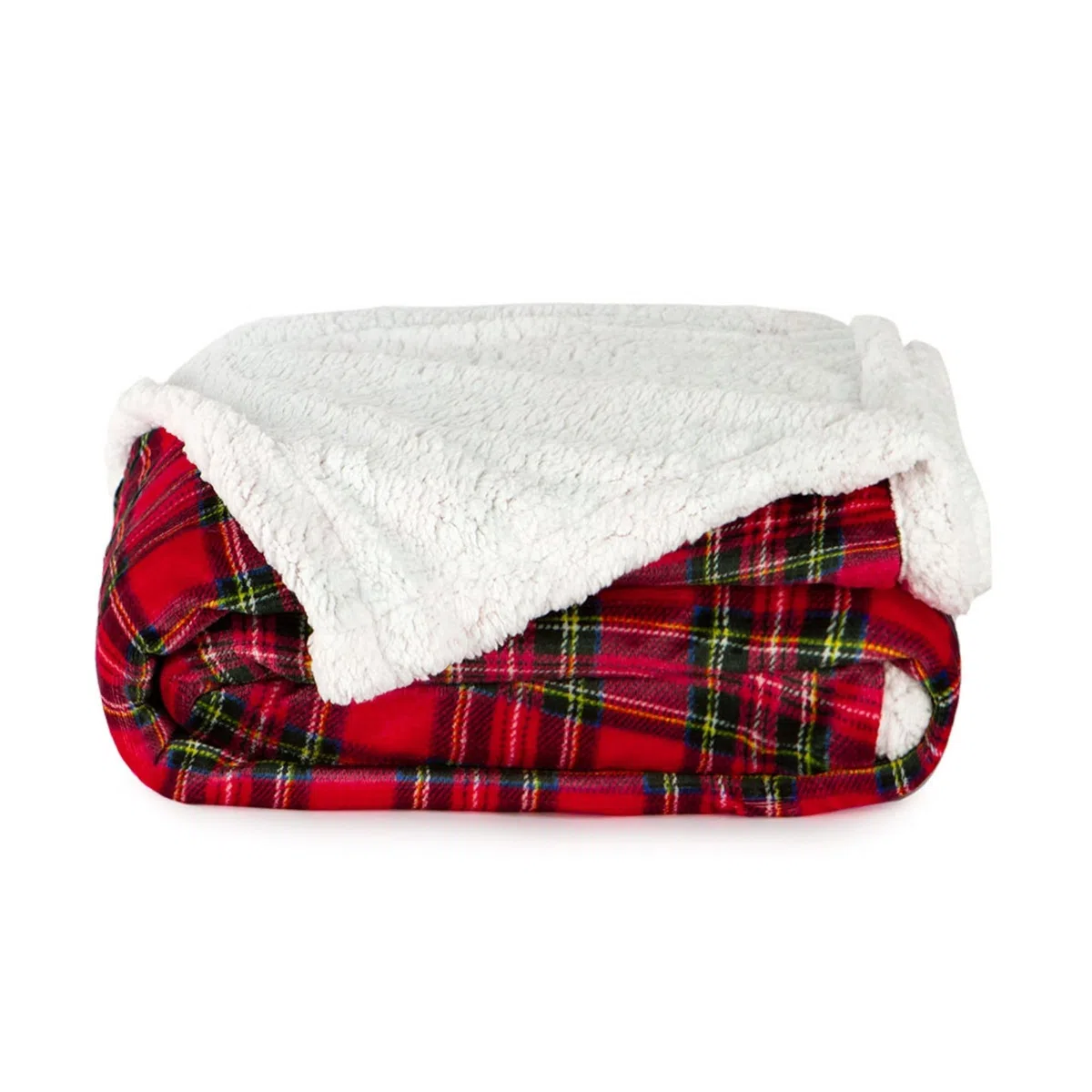 Caritex Coperta Plaid Tartan in Pile Coral e Sherpa - Dimensioni Varie W462 Una Piazza e Mezza 160x210 cm Rosso