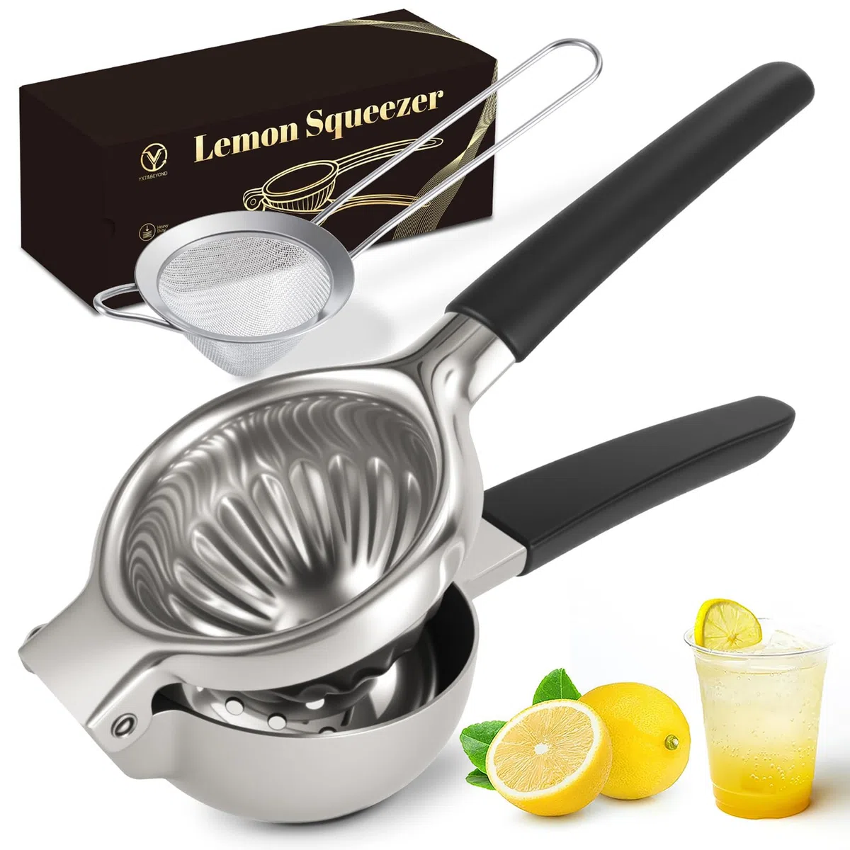 YXT&BEYOND Grande Spremiagrumi Manuale Acciaio Inox, Spremi Limone 8,5 cm di Diametro, Adatto per Ristorante, Cucina, Bar, Anticorrodente, Apto per Lavastoviglie