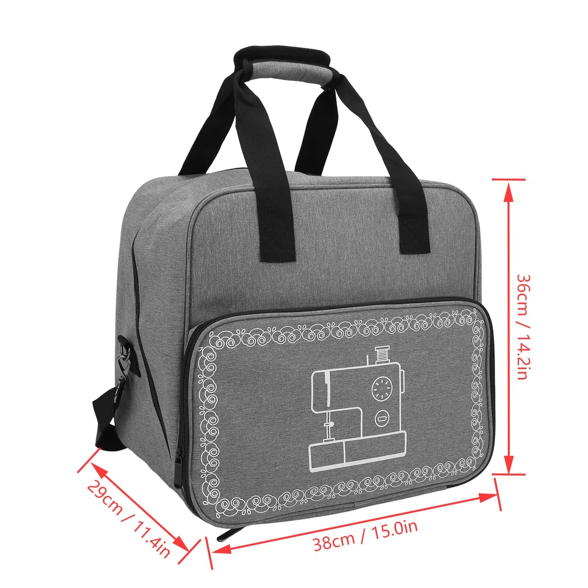 Sacca da trasporto della macchina da cucire, grande capacità, tasche di archiviazione multipla con spalline, resistente, pratico, con la maggior parte standard (Grigio)
