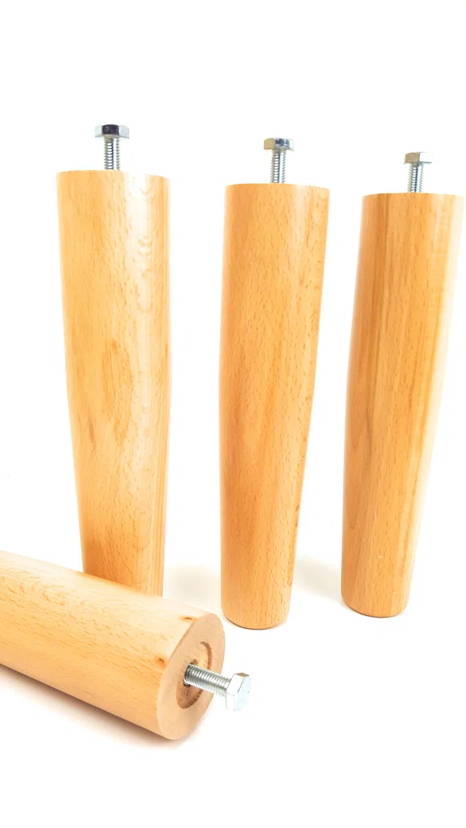 viglietti Set di 4 Pezzi Piedi Faggio con Bulloni/Dadi per Reti a Doghe in Legno, H 35 cm