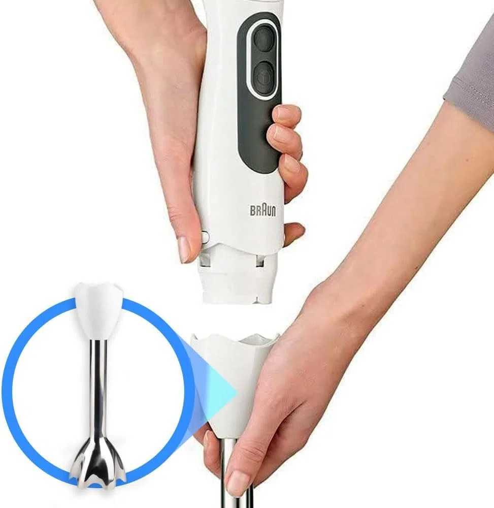 Anakel Home Braccio di Ricambio per Frullatore a Immersione compatibile con Braun Multiquick 5 e Minipimer 3 Con Accessorio a 4 Onde e 2 Lame in Acciaio Inossidabile