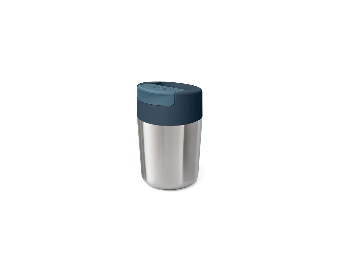 Joseph Joseph Sipp - Tazza da viaggio per caffè e the, Bicchiere termico con coperchio, a prova di perdite, riutilizzabile- 340 ml, Acciaio Inox