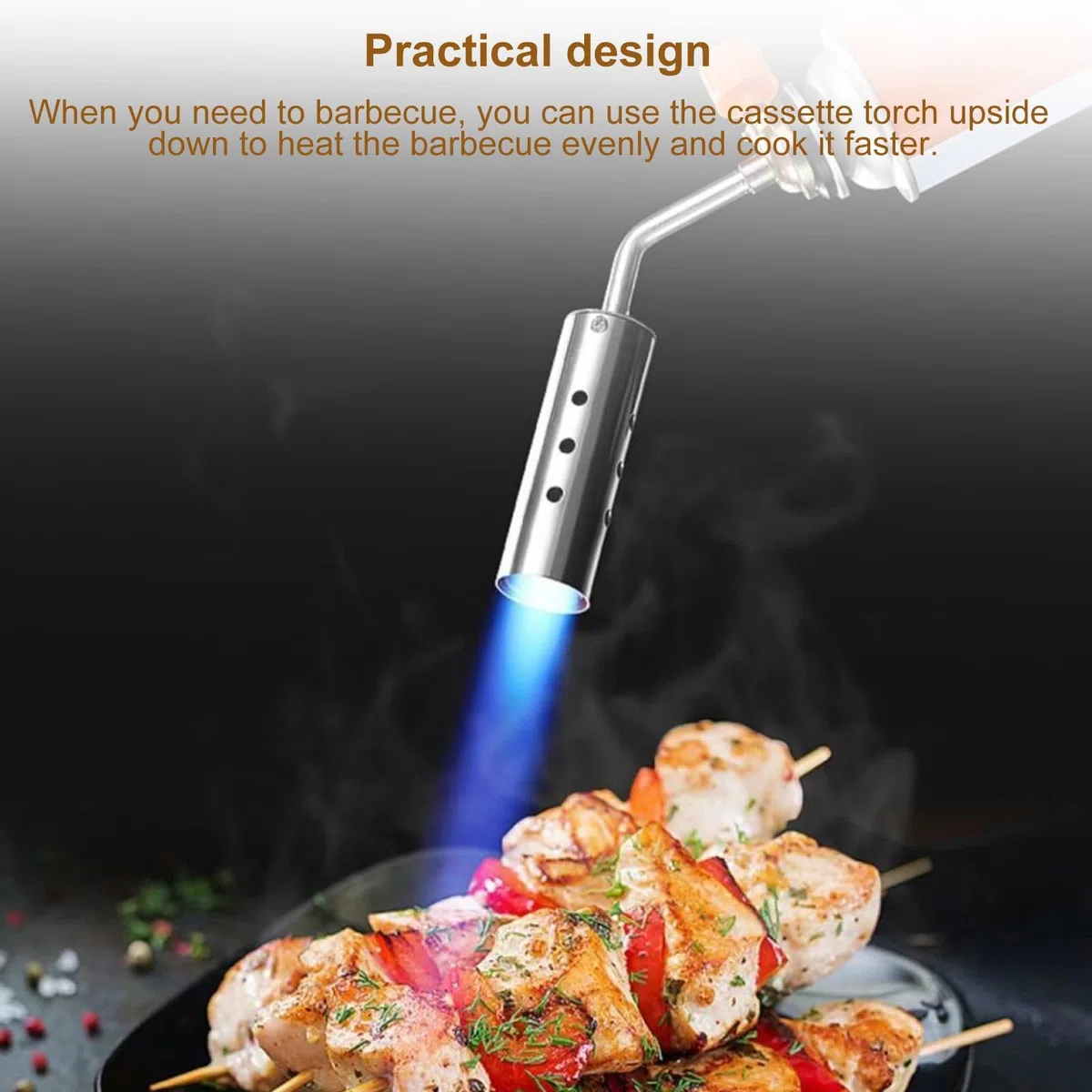Bruciatore a Gas, Acciaio Inossidabile Bruciatore Erbacce, Bombola e Cannello Gas, Antivento, Utilizzabile Capovolto, Ideale per Diserbo, Barbecue Falò