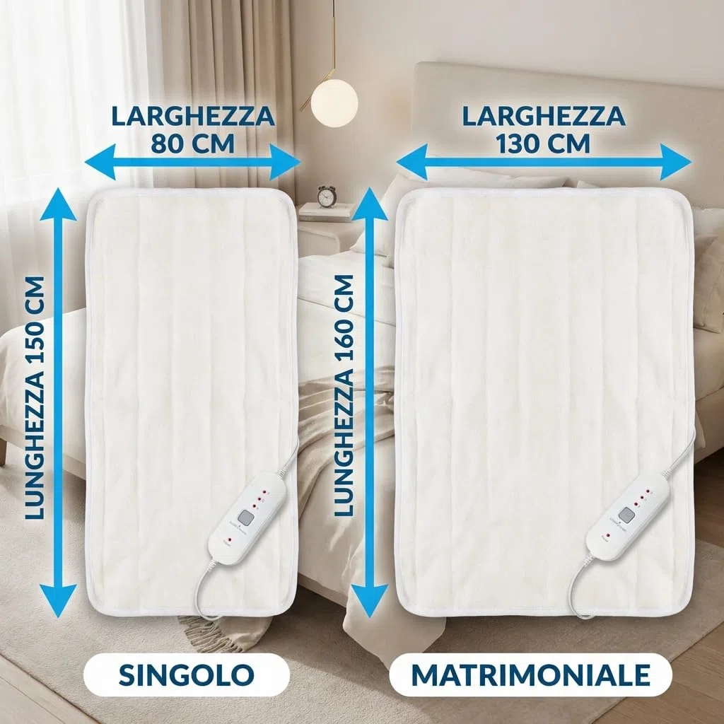 MAKA Scaldaletto Elettrico Singolo e Matrimoniale Termocoperta in Poliestere Traspirante con Telecomando a 3 Livelli di Calore Timer fino a 12 Ore 100W per un Sonno Caldo (Singolo 150x80 cm)