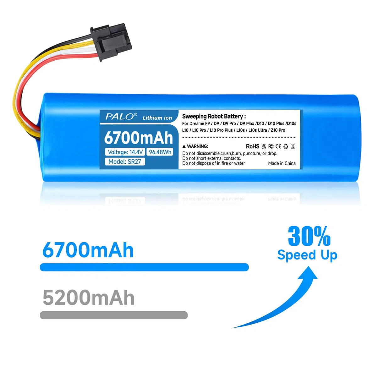 6700mah Batteria per Dreame L10s Ultra, L10 Pro, L10, Z10, Z10 Pro, D9 F9 Pro/Max, L10s Ultra Gen 2, D10 Plus Gen 2, L10 Prime, D9 Max Gen 2, Xiaomi 20+/X10, S5/S6/S7/Q5/Q7 MaxV Ultra Pure