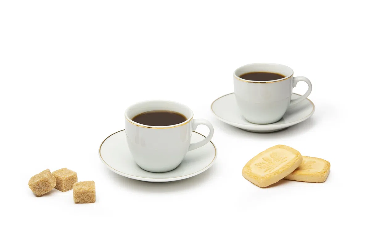 Excelsa Gold Set 6 tazzine con piattino in porcellana con bordo oro