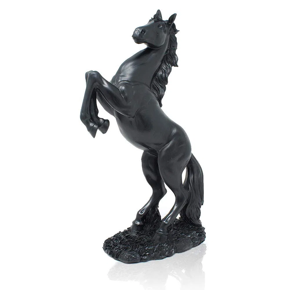 LEPENDOR Statua in resina di cavallo in piedi per la decorazione domestica Scultura di ornamento animale Allevamento Figurina di arte del cavallo Scultura decorativa - Nero