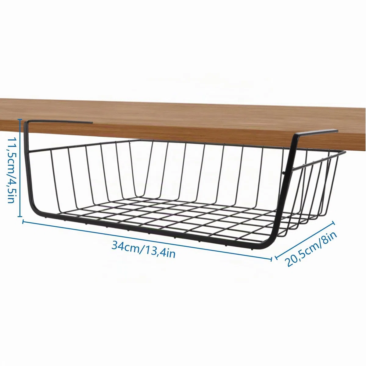 2 Pezzi Cestello Sotto Mensola Nero, Organizer Sottopensile Cucina 34 x 11,5 x 20,5 cm Senza Forare, Mensola Salvaspazio per Armadio Dispensa Bagno