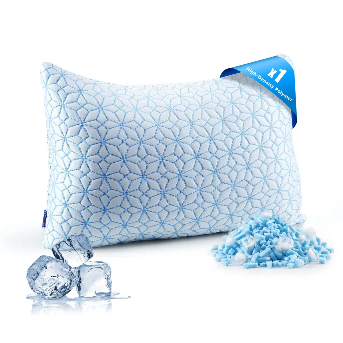 UNIKOME Cuscino rinfrescante per sudorazione notturna, memory foam regolabile a forma di strisce, in gel, traspirante) per supporto cervicale, lavabile in lavatrice, 40 x 60 cm, blu, 1 pezzo