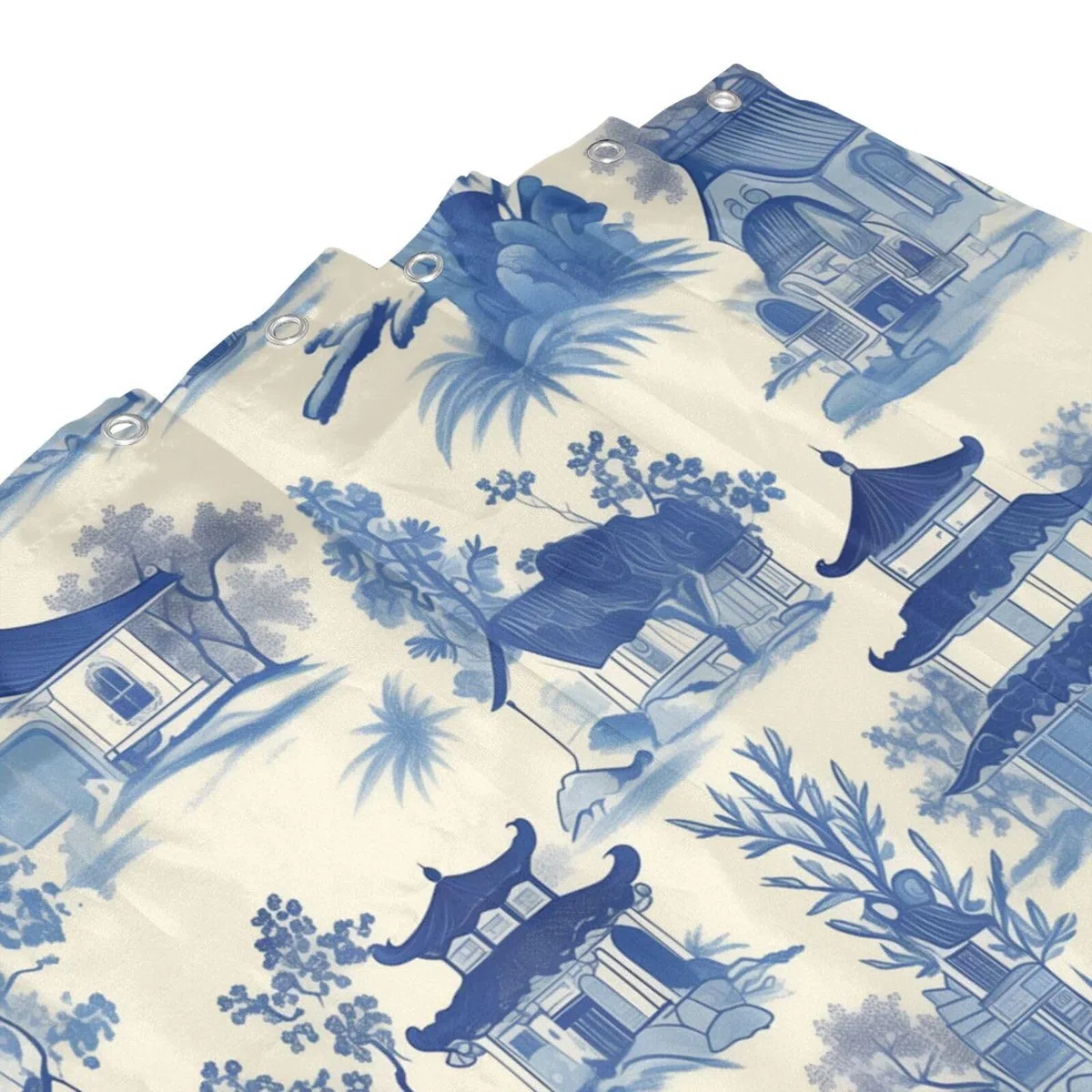 Chinoiserie, tenda da doccia in tessuto impermeabile con 12 ganci, 183 x 183 cm, lavabile in lavatrice