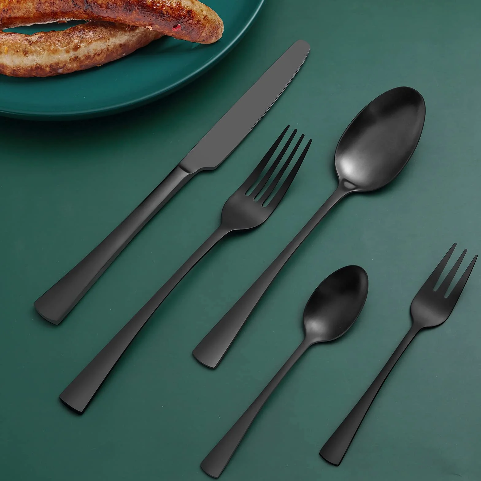Bestdin set posate inox 6 persone, set di posate 30 pezzi, posate nere opache, posate moderne adatte a casa/festa/ristorante (lavabili in lavastoviglie)