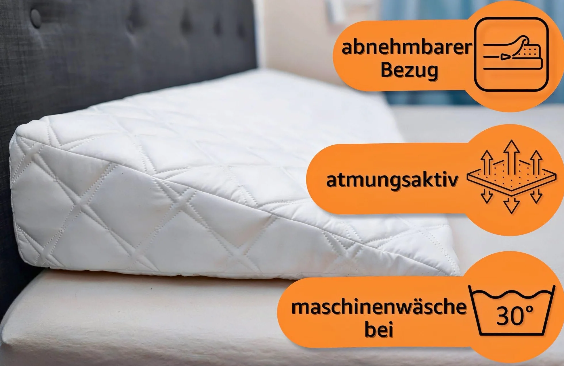 Totsy Baby Cuscino Antireflusso Adulti & a Cuneo per Letto 68x80 cm - da Lettura Triangolare Schienale Letto – Cuscino Reflusso Rialzo per Leggere a Letto Fodera Lavabile Öko-Tex