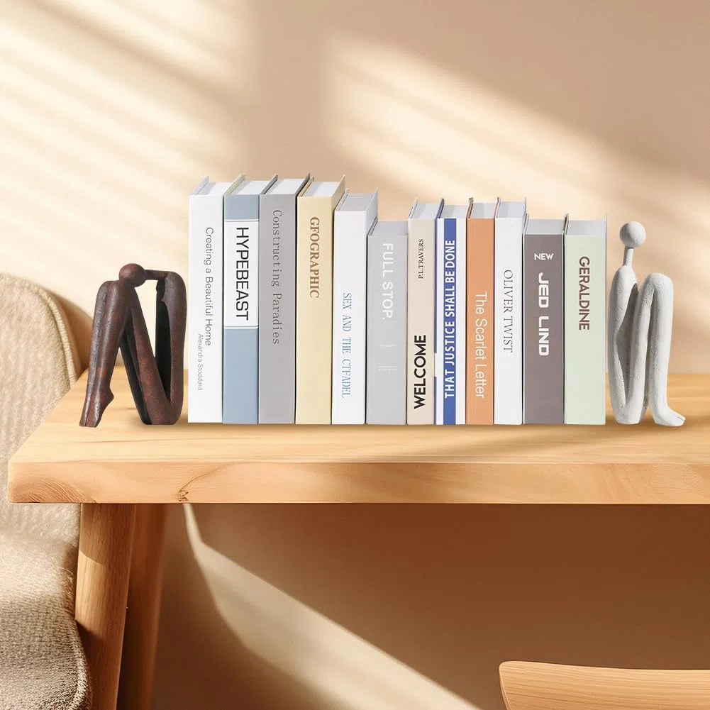 Libri decorativi per scaffali,Resinato Pensatore Scultura Reggilibri per Libri Lettura Coppia Libreria Oggetti Decorativi,Moderni Libreria Libreria Decorazione
