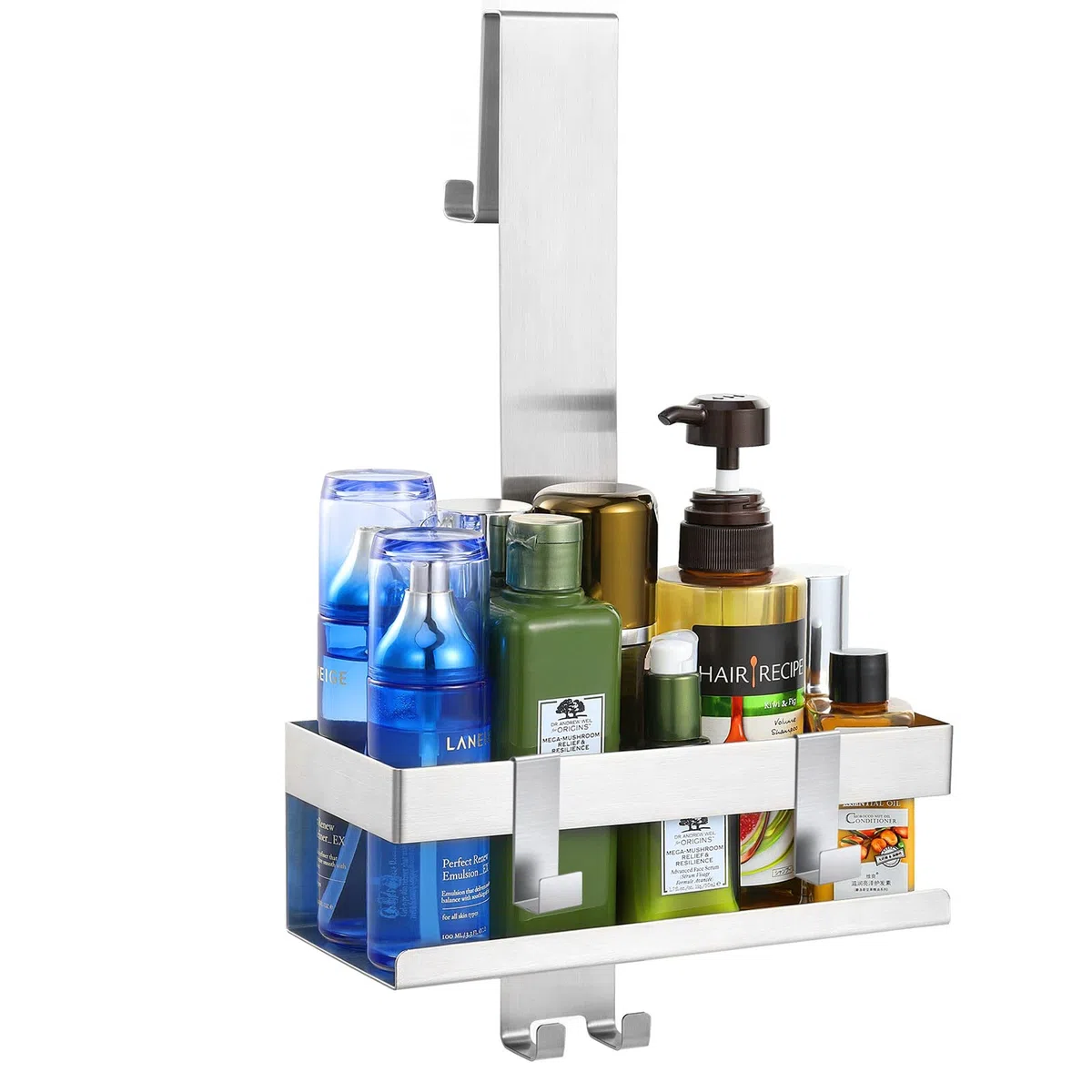 Emibele Mensola Doccia da Appendere, Portaoggetti per Doccia Senza Foratura in Acciaio Inox 304, Cestello per Doccia Multifunzionale, per Shampoo, Balsamo, Docciaschiuma, Guanti, Spugne - Argento