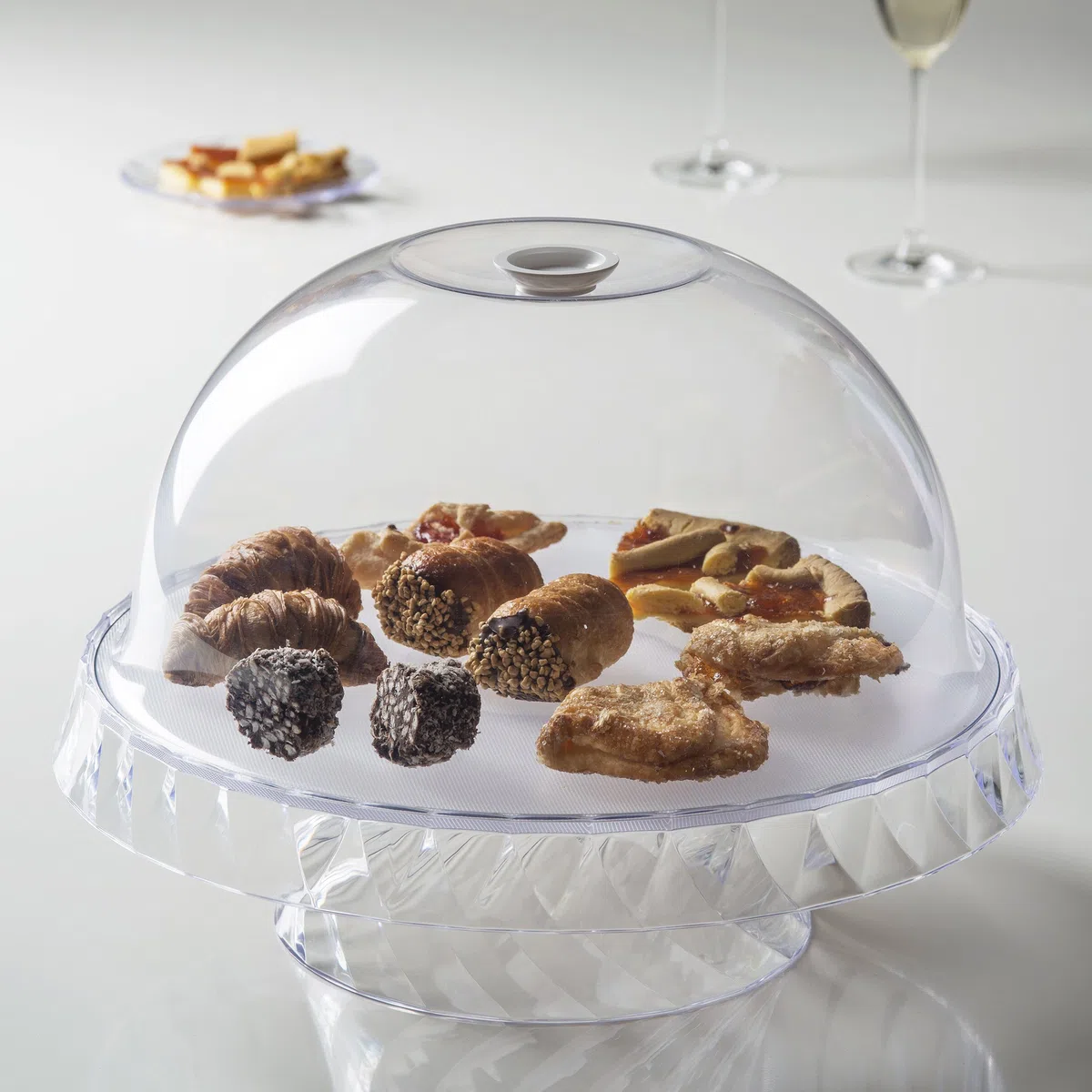 Omada Design Porta Torta con Alzata, Tortiera con Campana, Vassoio Double-face, Lavabile in Lavastoviglie, Made in Italy, Linea Diamond, Rosso