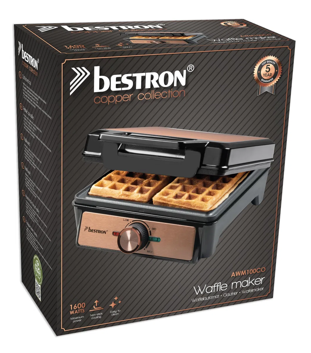 Bestron AWM100CO - Piastra per waffle, in acciaio