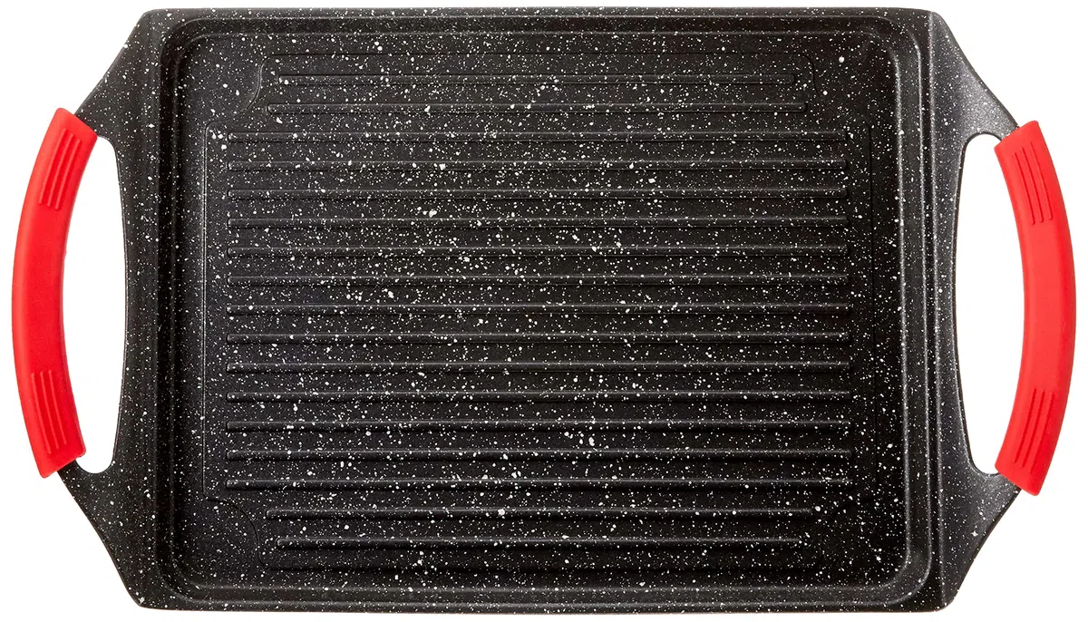 Euronovità EN-22141 Padella, Griglia, bistecchiera pietra nera 46 cm stone vulcanica rivestimento in pietra,fondo induzione
