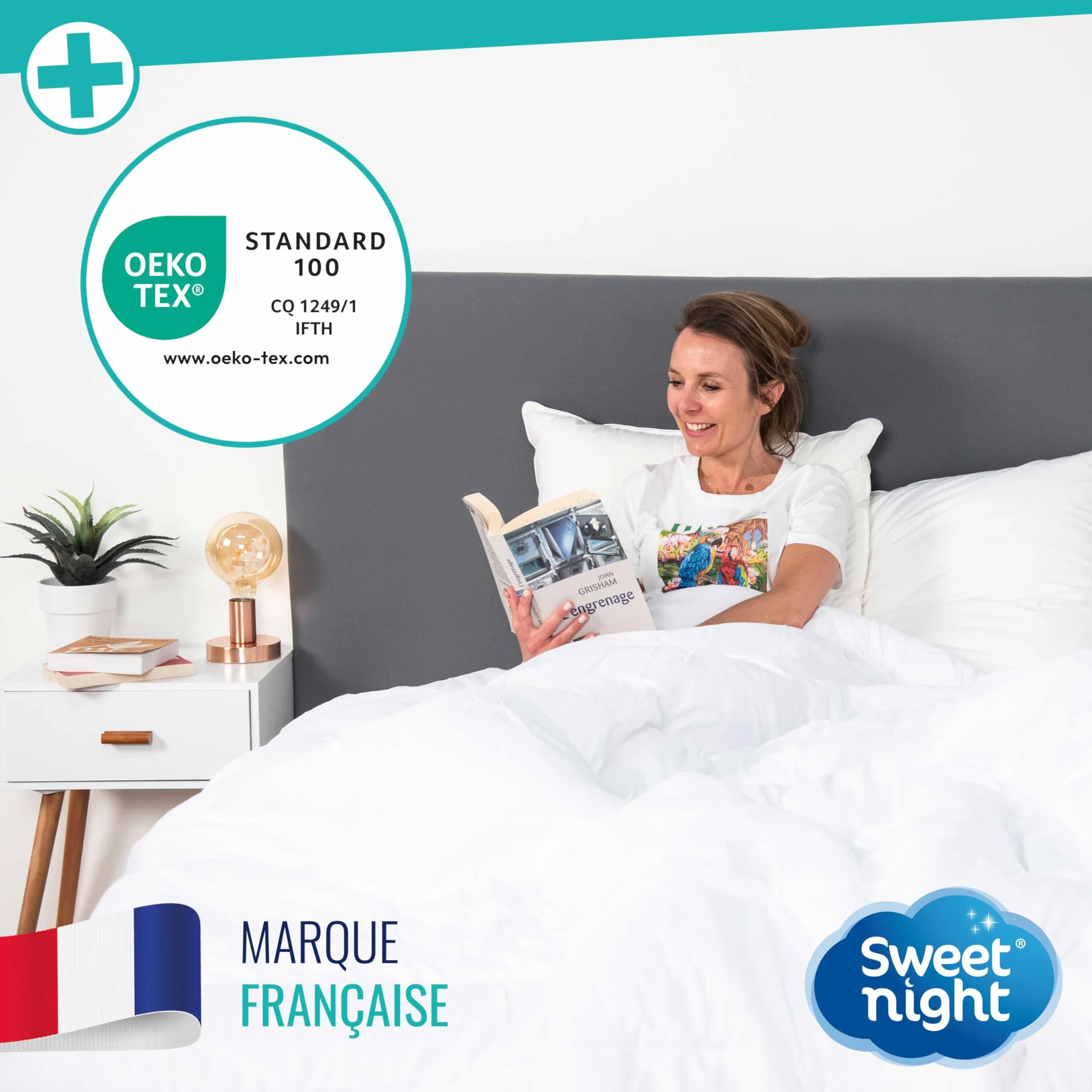 Sweetnight - Fodera integrale per materasso francese 140x190 cm | Anti cimice e antiacaro | Silenzioso | Chiusura a cerniera | Senza trattamento chimico | Spessore fino a 20 cm