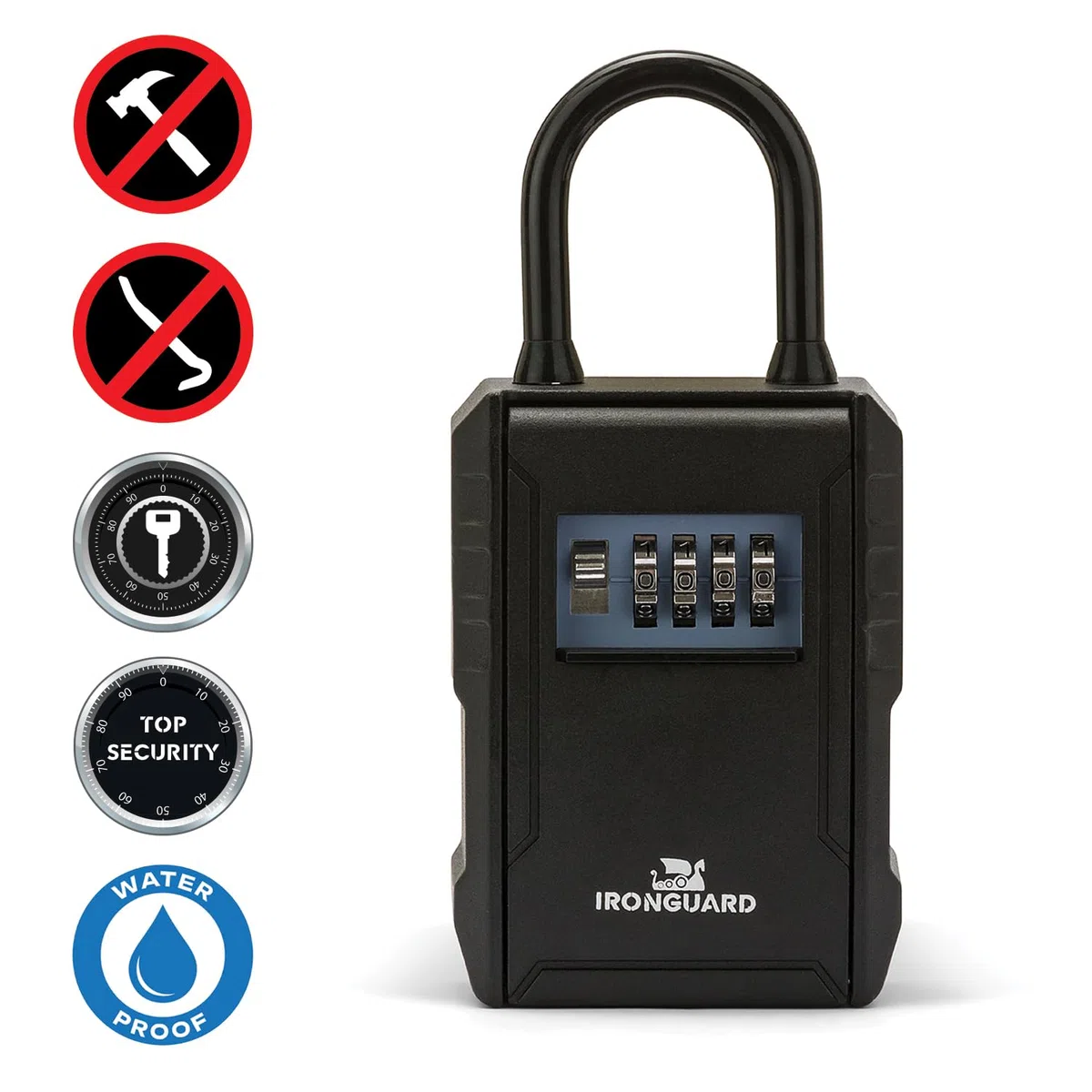 IRONGUARD IG014 - Cassetta di sicurezza per chiavi - Con lucchetto - Contenitore grande - Resistente alle intemperie - Combinazione a 4 cifre - Ideale per chiavi ingresso casa, garage e B&B