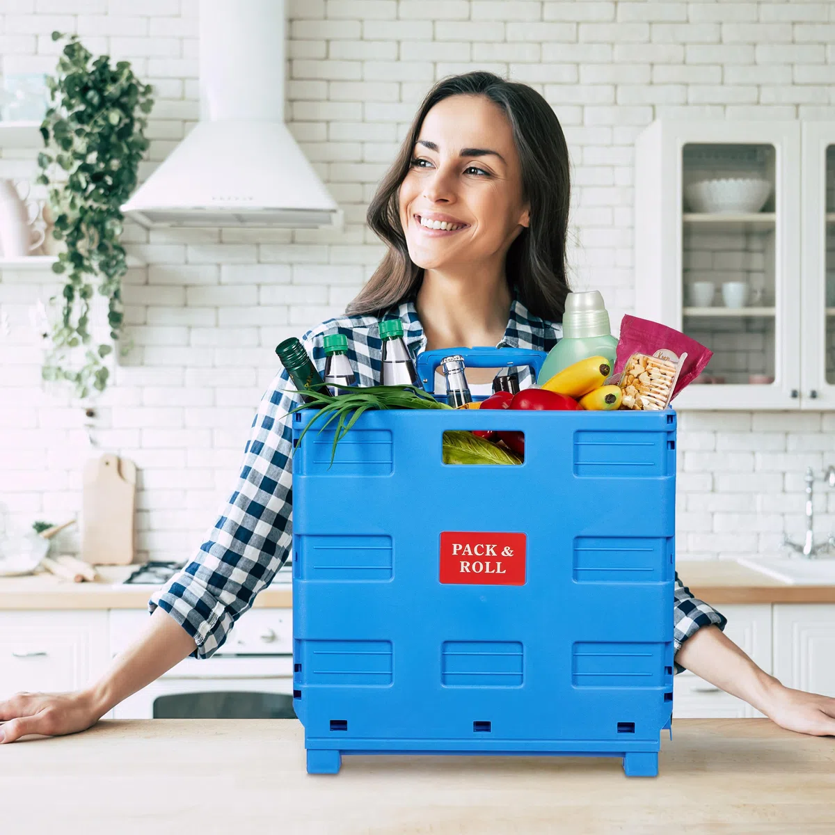 Relaxdays Carrello per la Spesa Pieghevole, 35 kg Carico, Manico Telescopico, Carrellino Trolley Portaspesa, Cesto, Blu