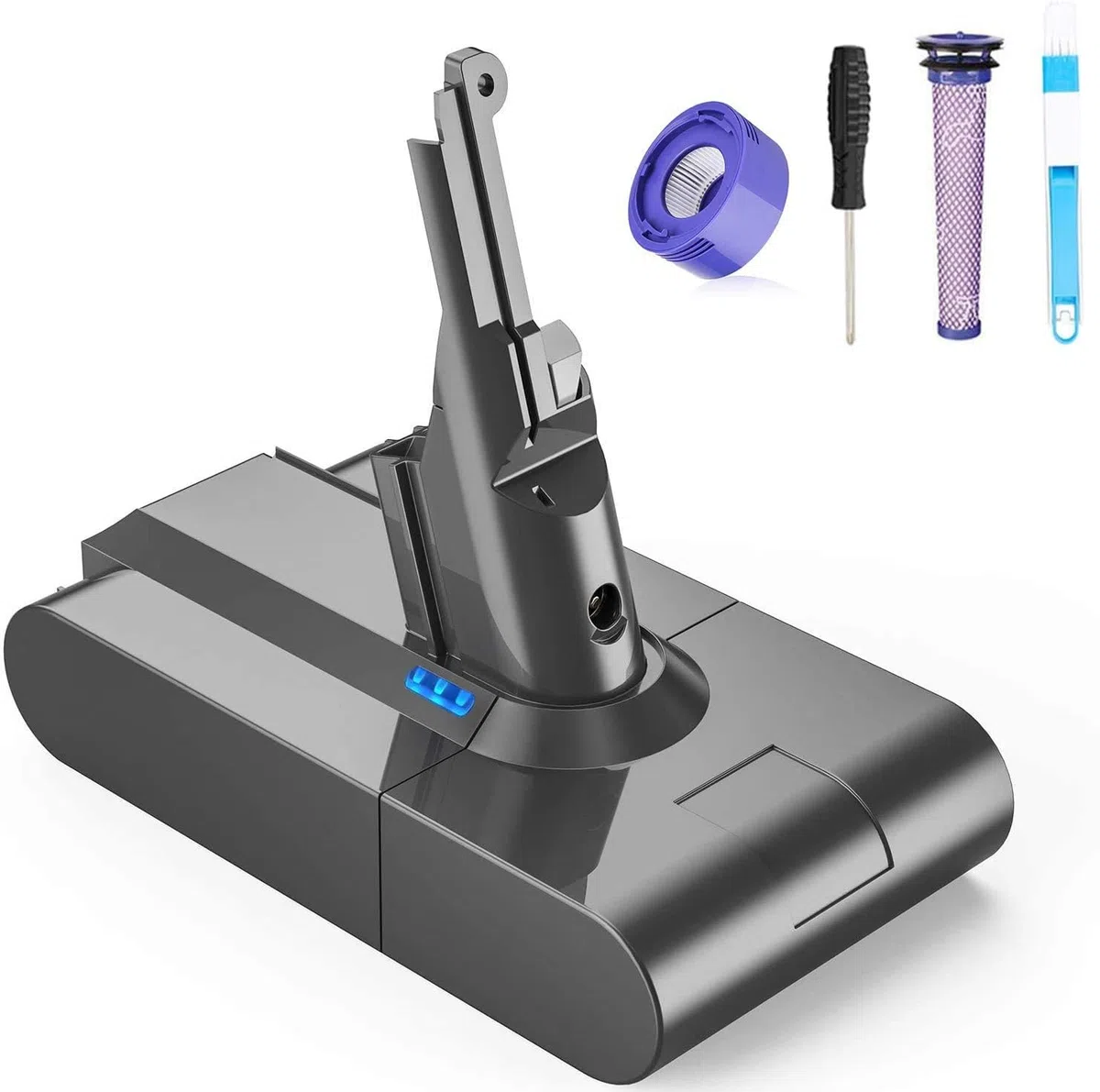 FLYLINKTECH Batteria per Dyson V8 6000mAh agli ioni di litio per Dyson V8 Absolute Fluffy Animal SV10 Aspirapolvere portatile senza fili con 2 Filtri