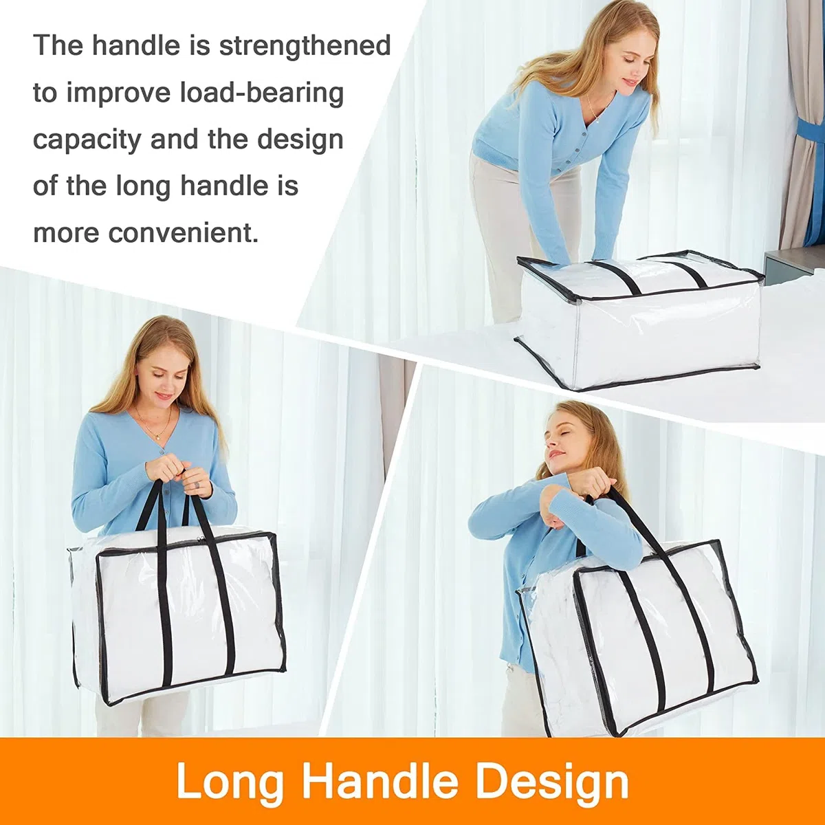 5 Paquetes Claro Bolsas para Guardar Ropa con Asa Reforzada 46 x 38 x 23cm Organizador de Vinilo para Edredón Manta de Edredón Bolsas Móviles Transparentes con Cremallera Resistente