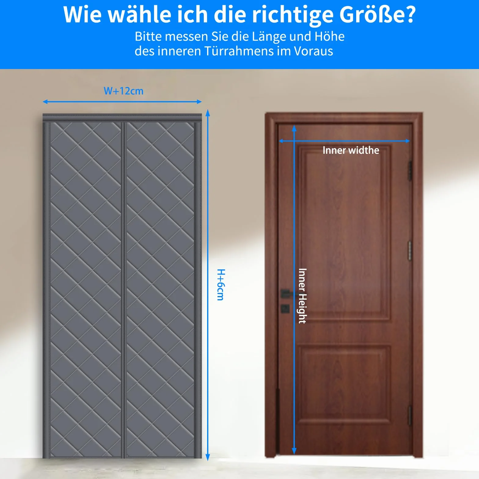 DIKER Tenda Magnetica Isolante per Porte 90 x 210cm, Termica Invernale, Anti Freddo, Oscuramento, Insonorizzazione, Chiusura Automatica, Grigio
