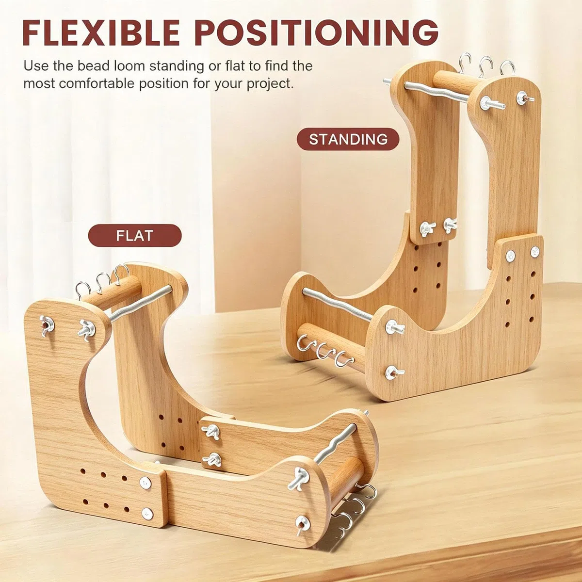 Telaio per Perline Regolabile, Telaio per Braccialetti in Legno, Fabbricante di Braccialetti Ideale per Principianti, per La Creazione di Braccialetti e Gioiellil