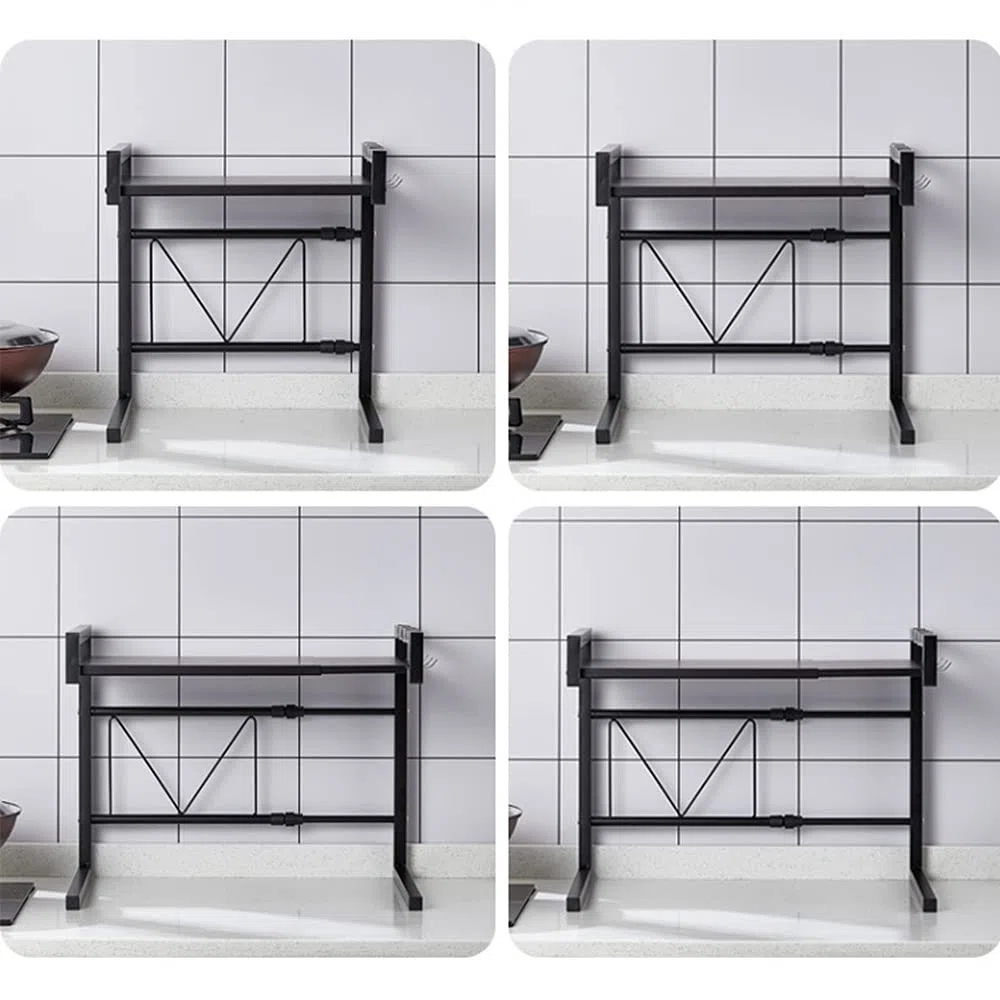 LANTUS Mensola Microonde Allungabile Forno a Supporto,Scaffale per Forno a Microonde Cucina della Griglia del Forno Salvaspazio (42 cm (40-65 cm) - nero)