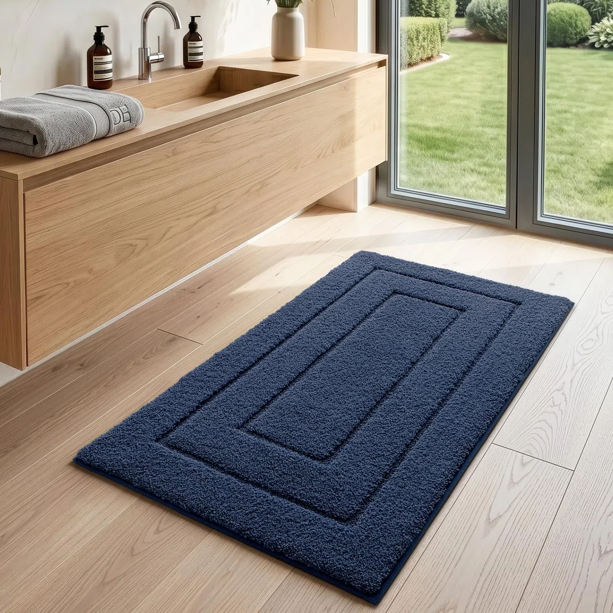 DEXI Tappeto Bagno 50 x 80 cm, Tappetino in Microfibra, Tappeti Assorbente Antiscivolo, Soffice Tappetini Doccia, Lavabile in Lavatrice, Blu Reale