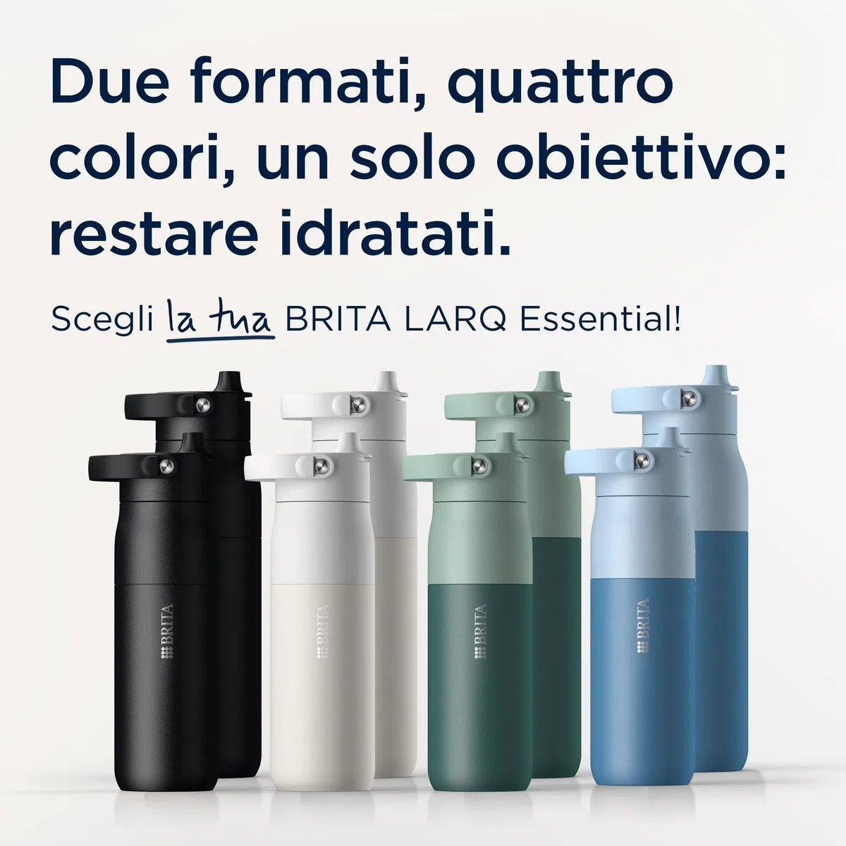 BRITA LARQ Essential - Borraccia (1 l), in acciaio inox, isolamento a doppia parete (24 ore freddo), con cannuccia e manico rimovibile Soft Touch, lavabile in lavastoviglie