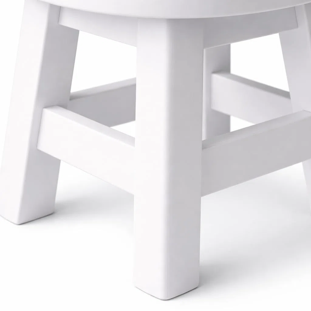 Druline Sgabello in Legno Bianco 24 cm x 25 CM