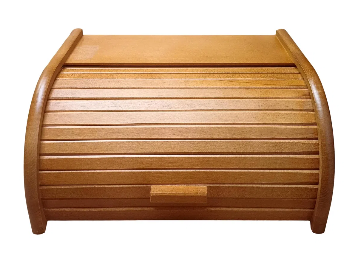 Contenitore per il pane in legno con chiusura a serranda per conservare il pane in cucina, Legno, Brown, large