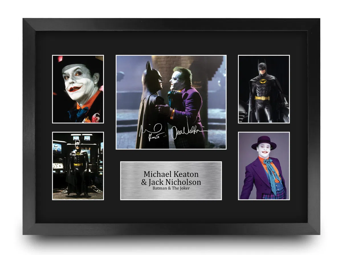 HWC Trading FR A3 Michael Keaton & Jack Nicholson Regali Stampati Autografo Firmato Presentazione Display Per Gli Appassionati Di Memorabilia Di Film - A3 Incorniciato
