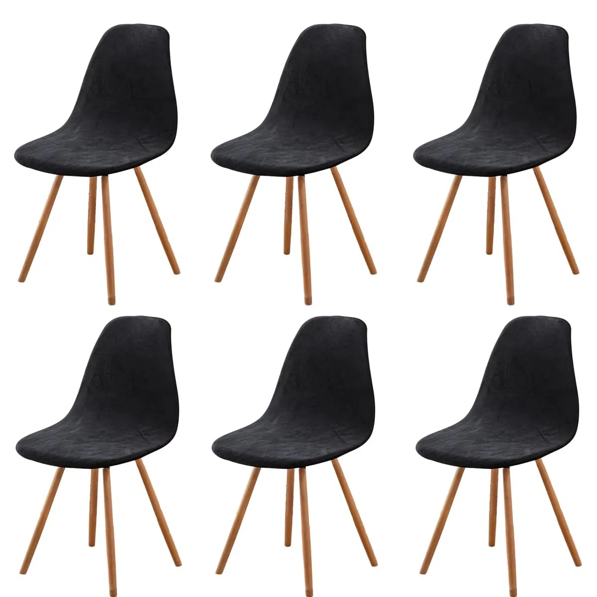 Highdi Coprisedia Elasticizzati con Schienale 6 pezzi, Velluto Coprisedie con Schienale Elasticizzato Lavabile Negro Pavone Coprisedia Ufficio Universali Lavabili,Vestisedia per Casa Cucina