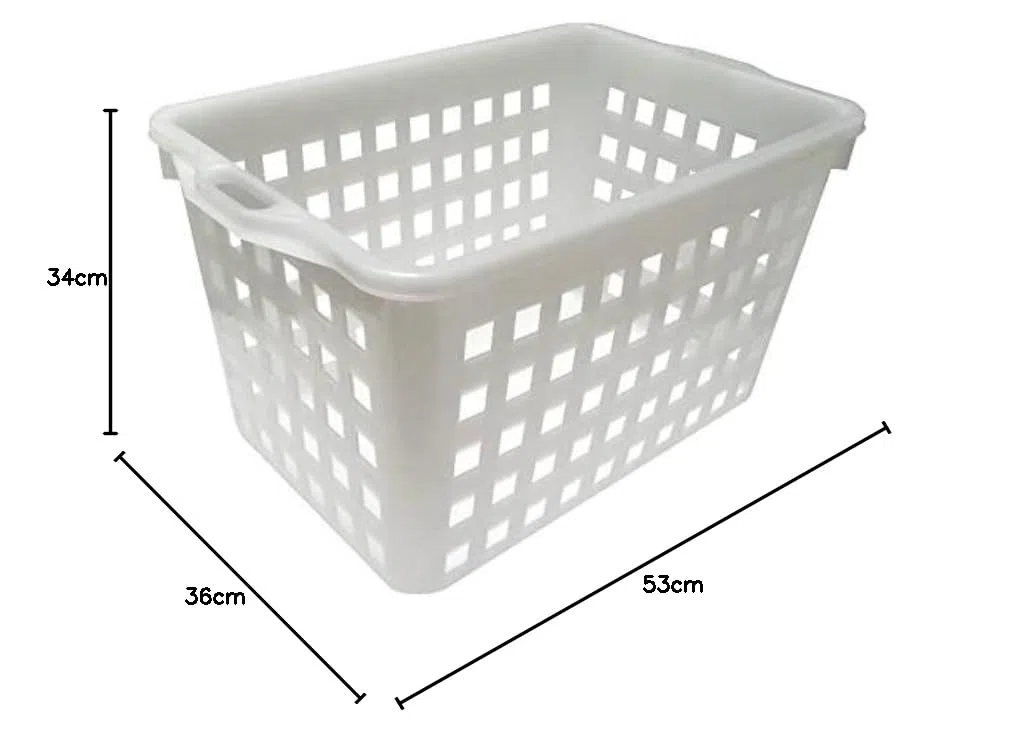 Cesta pane, Ceste forate rettangolari in plastica per pane da cm 53x36x34(h), cassa traforata in plastica