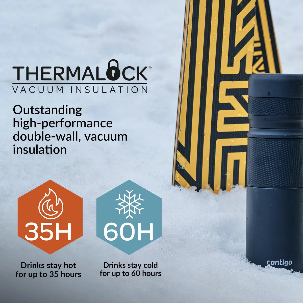 Contigo Thermalock - Tazza Termica da Viaggio, in Acciaio Inox, a Prova di perdite, con Coperchio Senza BPA, Facile da Pulire
