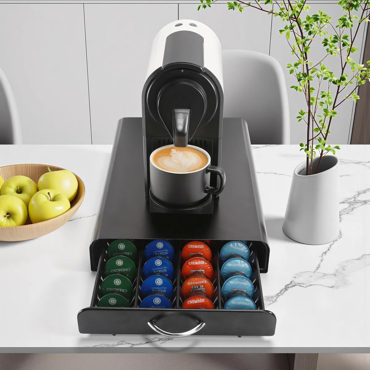 Cassetto Porta Capsule caffè,Porta Cialde per 40 Cialdes,Organizer per Capsule di Caffè,Cassetto per Capsule Supporto di Metallo,Nero.