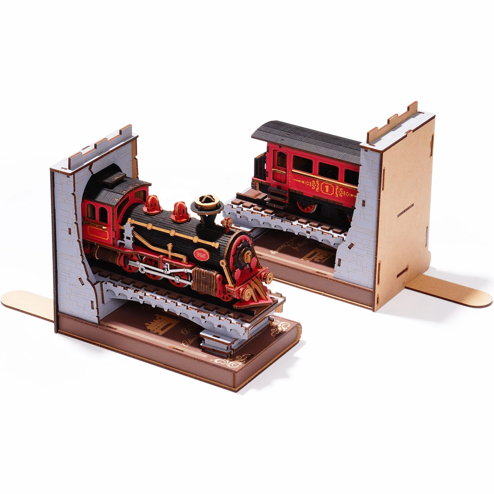 ROBOTIME Fermalibri Book Nook Kit, Puzzle 3D Modellini da Costruire Adulti Treno, Regali per Adulti e Bambini, Decorazione per Libreria