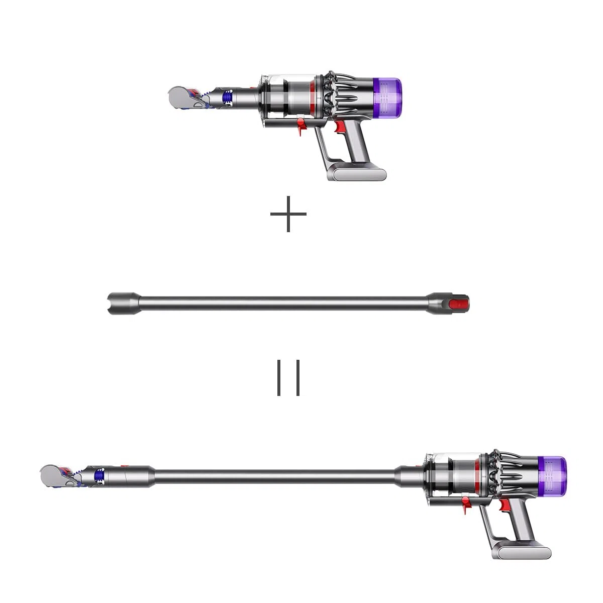 Tubo Prolunga di Ricambio per Dyson V12 Detect Slim Aspirapolvere, Tubo Telescopica Asta Rigida 74cm - nero